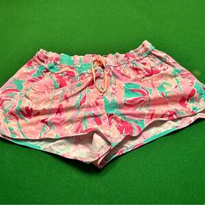 Lilly Pulitzer Pink and Green Athletic Shorts with Floral Design
